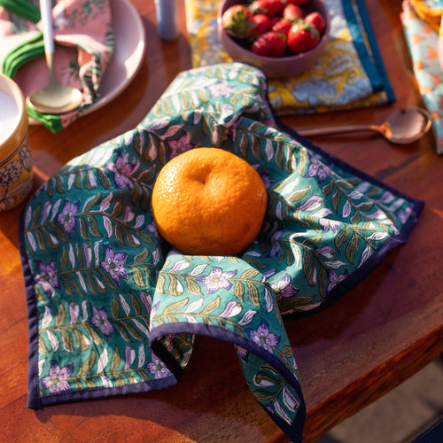 Assorted Colorful Blockprint Dinner Cum Roti Napkins-Napkins-House of Ekam