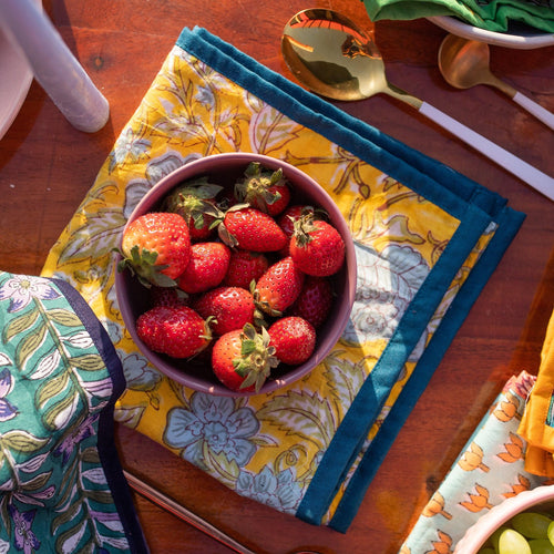 Assorted Colorful Blockprint Dinner Cum Roti Napkins-Napkins-House of Ekam