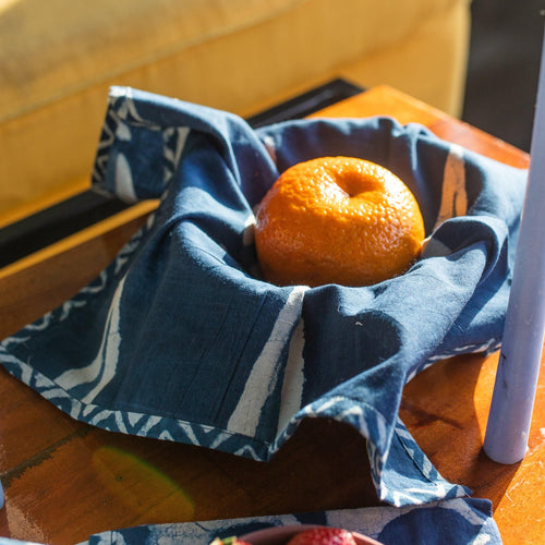 Assorted Indigo Blockprint Dinner Cum Roti Napkins-Napkins-House of Ekam