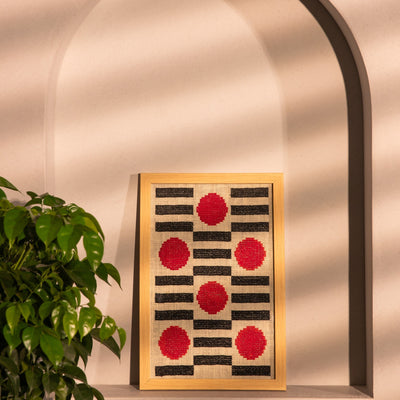 Black and Red Bauhaus Cross Stitch Wall Art-Framed Wall Art-House of Ekam