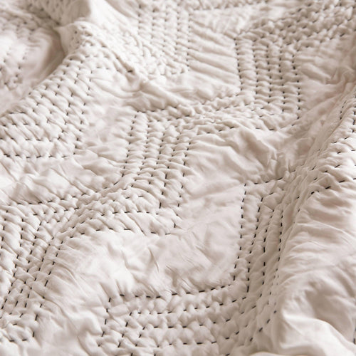 Black and White Zig Zag Handmade Kantha Stitch Quilt-Quilt sets-House of Ekam
