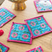 Blue Daisy Fabric Coaster Set of 6-Coasters-House of Ekam