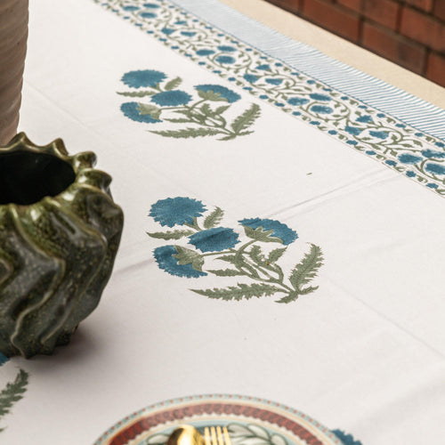 Blue Poppy Table Cloth-Table Runners-House of Ekam