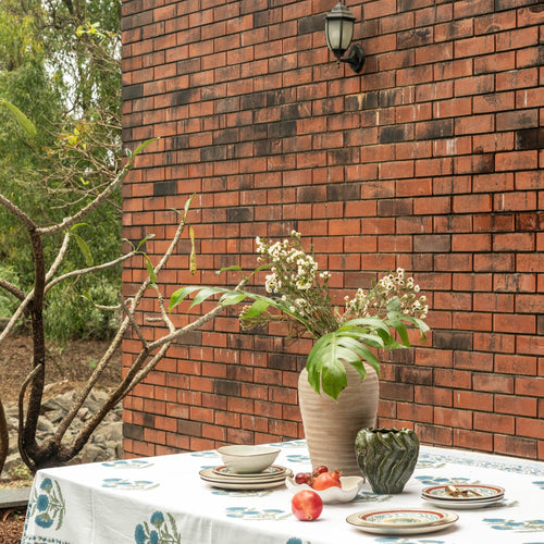 Blue Poppy Table Cloth-Table Runners-House of Ekam