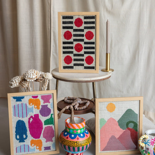 Colorful Landscape Cross Stitch Wall Art-Framed Wall Art-House of Ekam