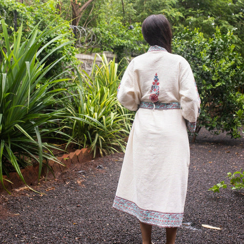 Cypress Poppy Bathrobe-Bath robes-House of Ekam