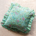 Green Spring Ruffle Blockprint Print Cushion Cover-Cushion Covers-House of Ekam