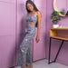 Grey Tropical Tango Co-ord Set with Crop Top-Coord sets-House of Ekam