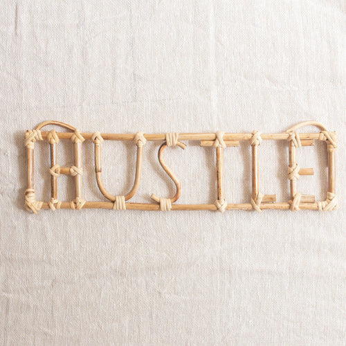Hustle Rattan Wall Art Quote-Quotes-House of Ekam