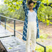 Indigo Chevron Tie Dye Front Open Shrug-Shrugs-House of Ekam