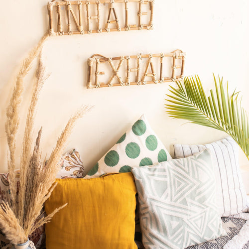 Inhale Exhale Rattan Wall Art Quote-Quotes-House of Ekam