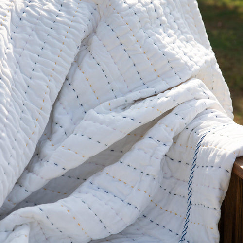 Multicolor Half and Half Handmade Kantha Quilt-Quilt sets-House of Ekam