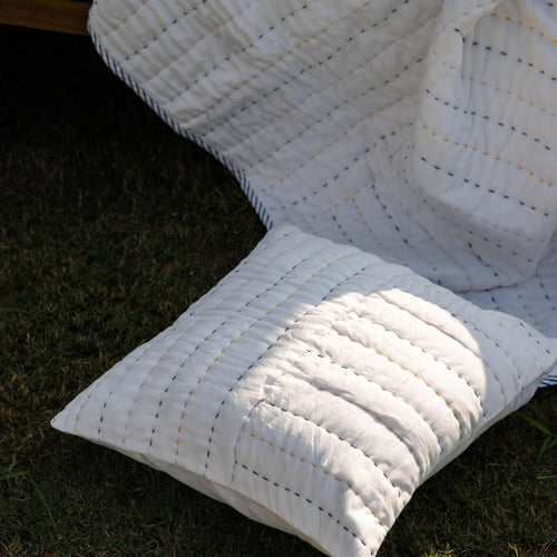 Multicolor Half and Half Handmade Kantha Quilt-Quilt sets-House of Ekam