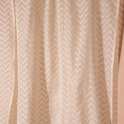 Off-White Chevron Banarsi Curtain-Curtains-House of Ekam