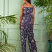 Purple Tropical Tango Cotton Jumpsuit-Jump suits-House of Ekam