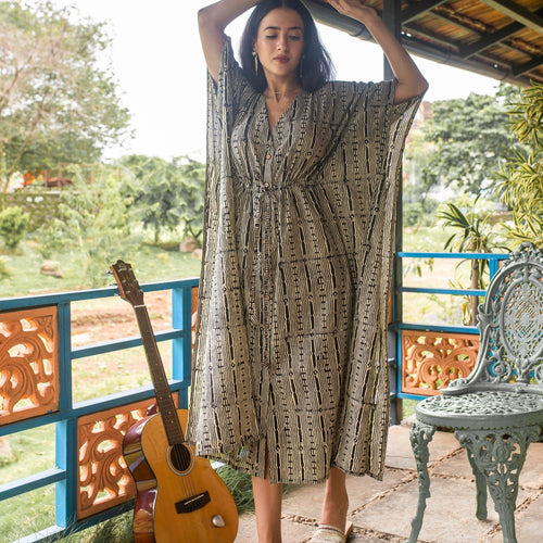Raina Black Prism Kaftan-Kaftaans-House of Ekam