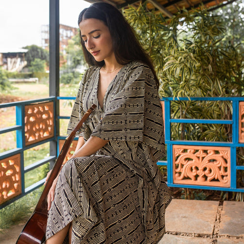 Raina Black Prism Kaftan-Kaftaans-House of Ekam
