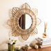 Rattan Sunflower Wall Mirror-Mirrors-House of Ekam