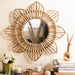 Rattan Sunflower Wall Mirror-Mirrors-House of Ekam