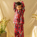 Red Village Palm Tropical Safari Screenprint Nightsuit Set-Kidswear-House of Ekam