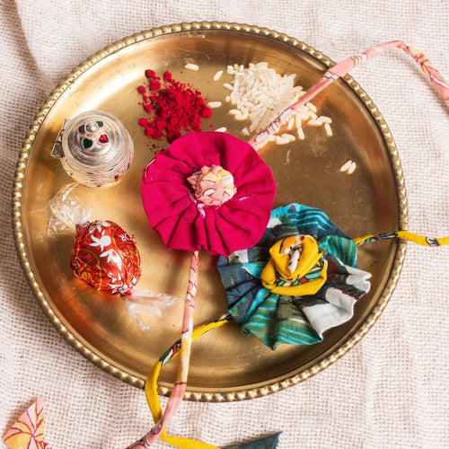 Set of 2 Flowers Rakhi-Rakhis-House of Ekam