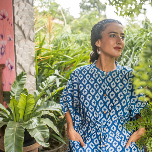 Surmaya Indigo Diamond Kaftan-Kaftaans-House of Ekam