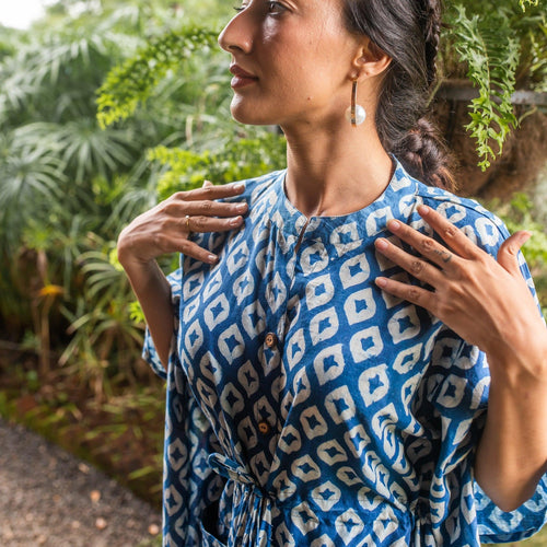 Surmaya Indigo Diamond Kaftan-Kaftaans-House of Ekam