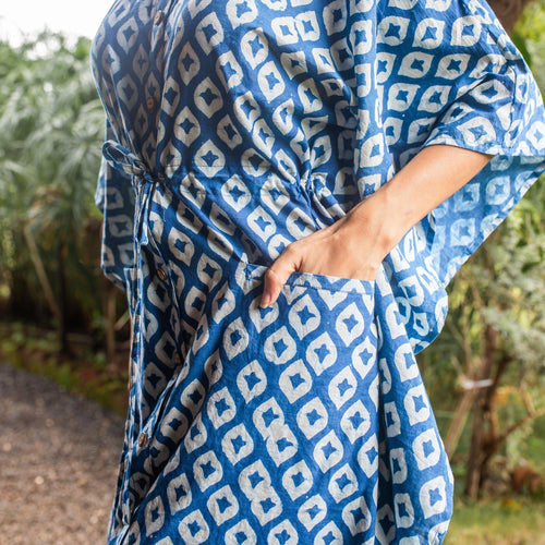Surmaya Indigo Diamond Kaftan-Kaftaans-House of Ekam