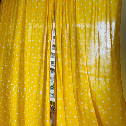 Yellow Bandhani Curtain-Curtains-House of Ekam