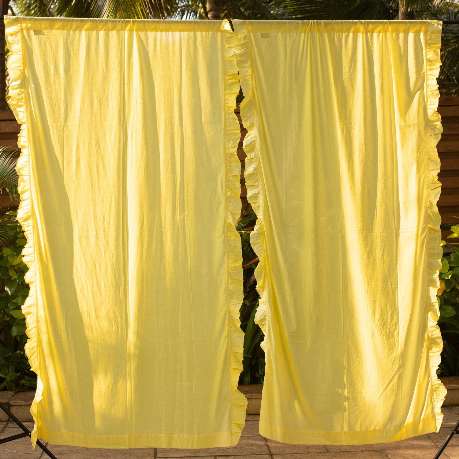 Yellow Washed Cotton Curtain/2 Panel Handmade Boho Curtains/Yellow Cotton Window selling Balcony Curtain/Shower Curtain/Custom Curtain