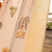Yellow and Green Kerala Blockprint Cotton Slub Curtain-Curtains-House of Ekam