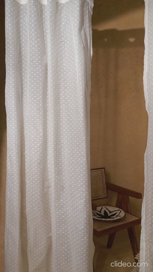Off-White Polka Banarsi Curtain