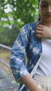 Indigo Chevron Tie Dye Front Open Shrug