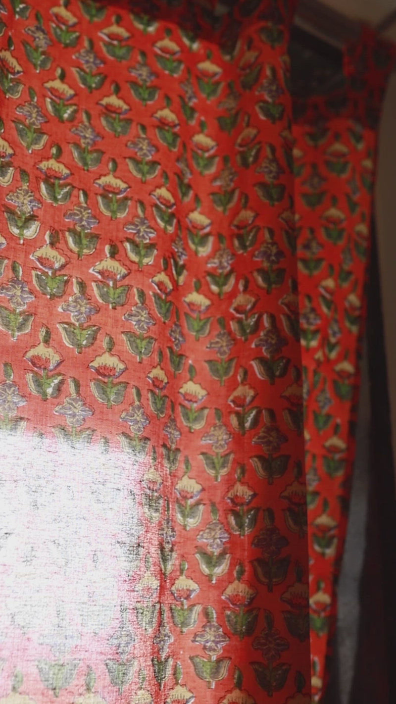 Udaipur Buti Orange Floral Curtain