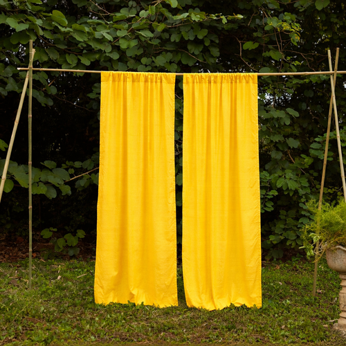 Solid Yellow Cotton Slub Curtain