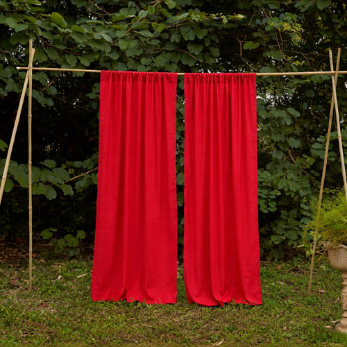 Solid Red Cotton Slub Curtain