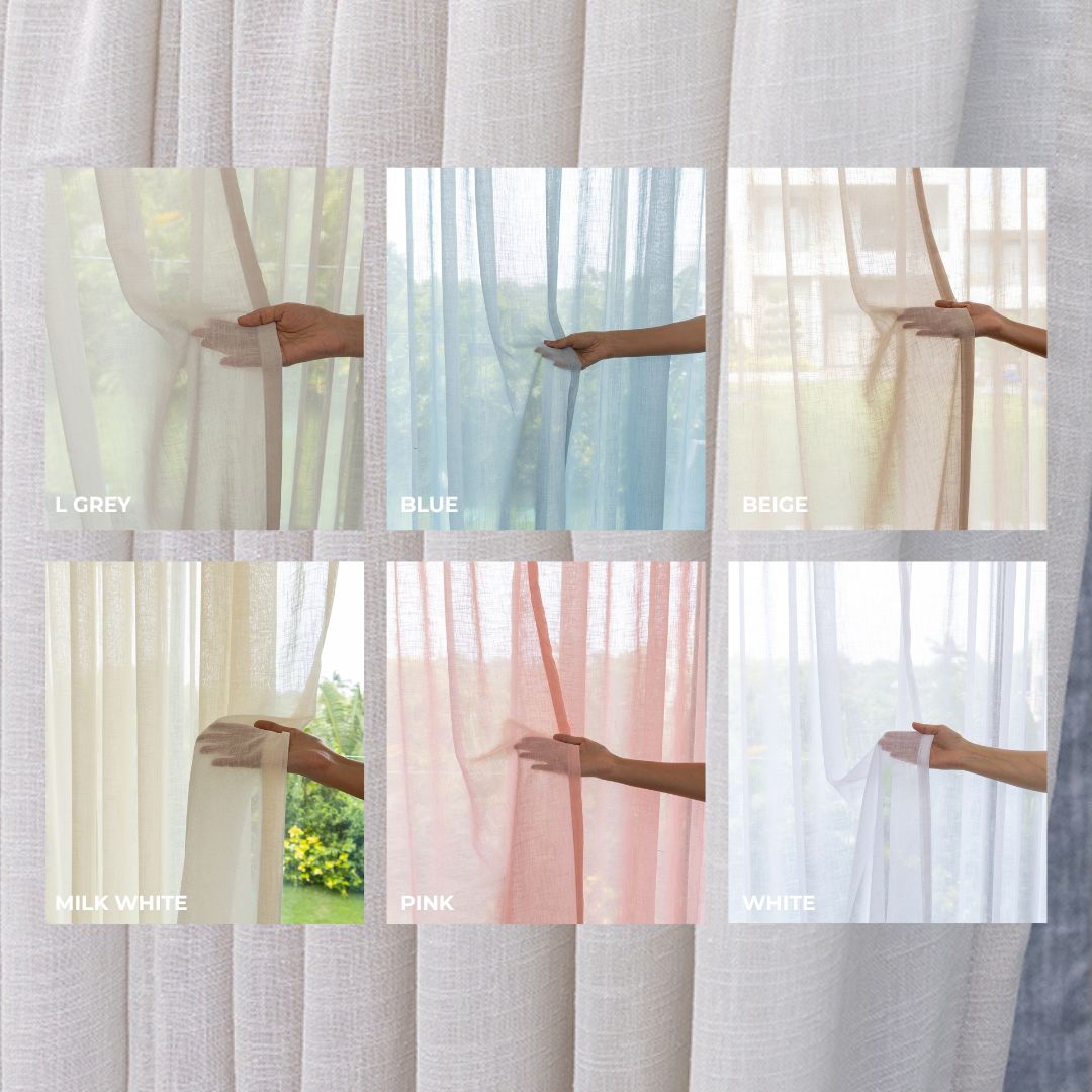 Beige Poly Linen Sheer Curtain