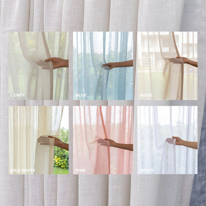 Beige Poly Linen Sheer Curtain