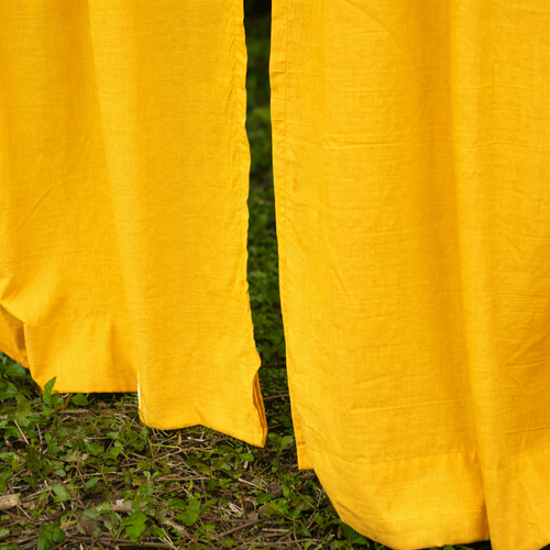 Solid Yellow Cotton Slub Curtain