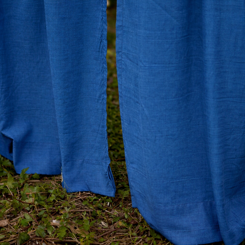 Solid Blue Cotton Slub Curtain