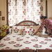 Aafreen Red Poppy Blockprint Handstitch Pique Double Bed Quilt Set-Quilt sets-House of Ekam