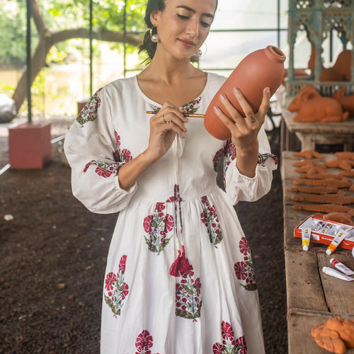 Aafreen Red Poppy Dress-Dresses-House of Ekam