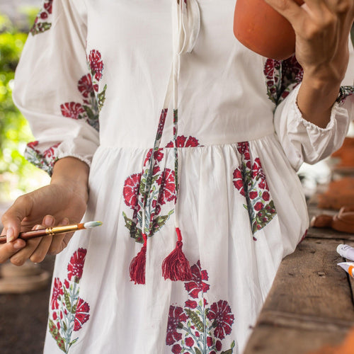 Aafreen Red Poppy Dress-Dresses-House of Ekam