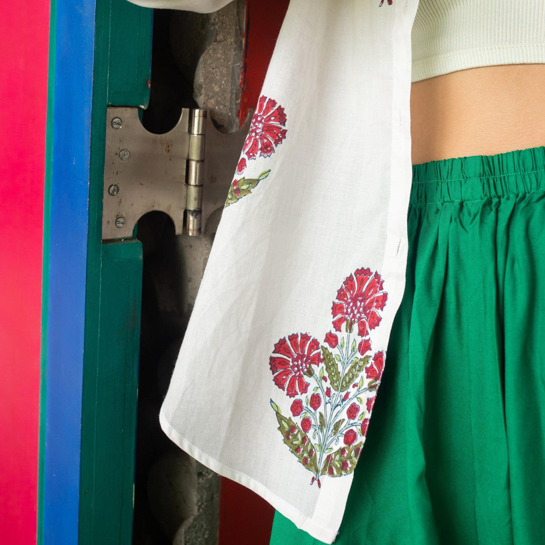 Aafreen Red Poppy Shirt-Shirts-House of Ekam