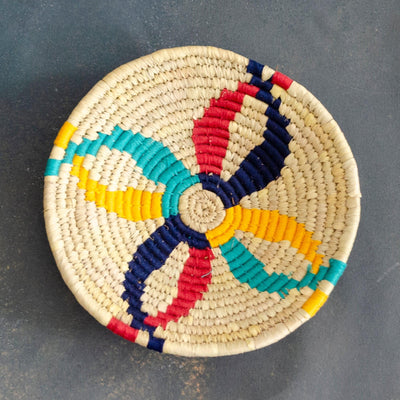 Abstract Multicolor Art Lines Handwoven Sabai Grass Basket-Sabai baskets-House of Ekam