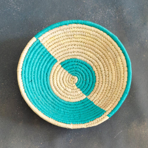 Aqua Ocean Waves Handwoven Sabai Grass Basket-Sabai baskets-House of Ekam