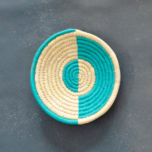 Aqua Ocean Waves Handwoven Sabai Grass Basket-Sabai baskets-House of Ekam