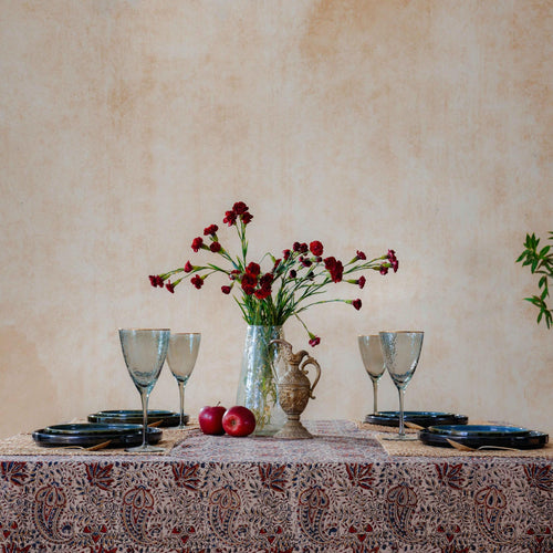 Aruna Ambi Jaal Handblockprinted Table Cloth-Table Runners-House of Ekam