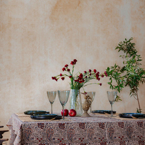 Aruna Ambi Jaal Handblockprinted Table Cloth-Table Runners-House of Ekam