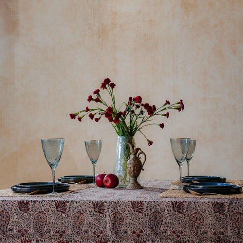 Aruna Ambi Jaal Handblockprinted Table Cloth-Table Runners-House of Ekam